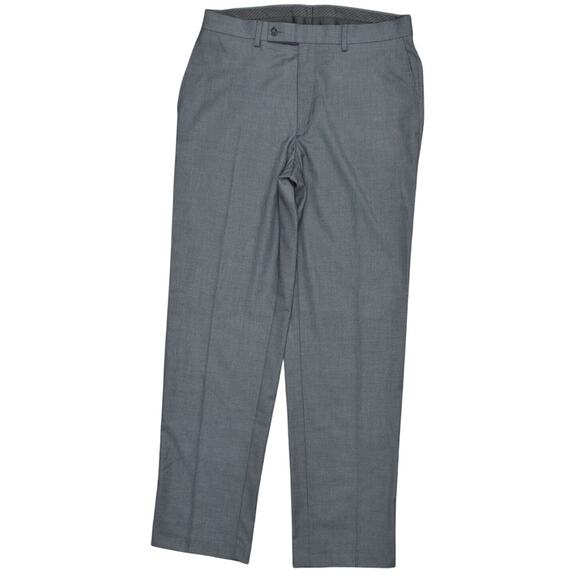 Calvin Klein Men's Gray Solid Straight Dress Pants 32x32 Polyester Zip - Picture 1 of 6